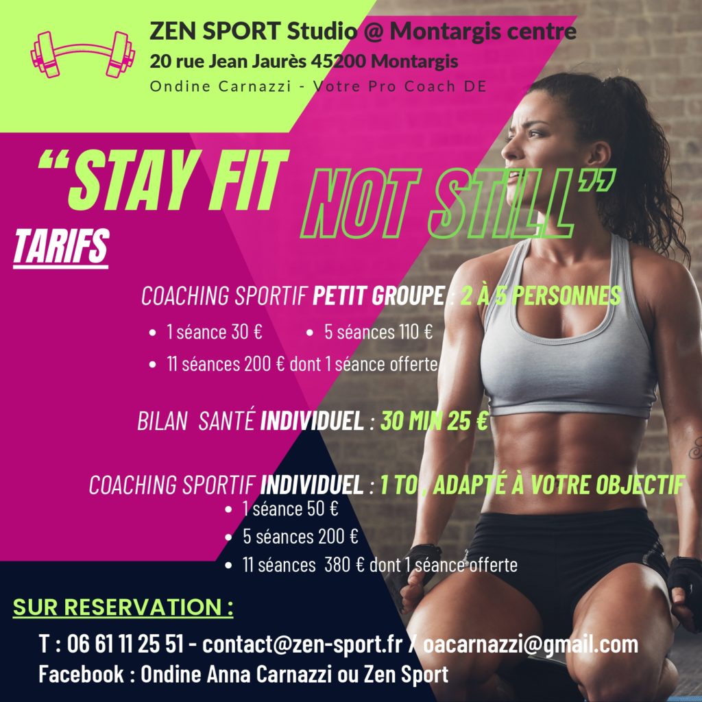 ZEN SPORT Tarifs COACHING SPORTIF 2024 Modern Fitness Montargis